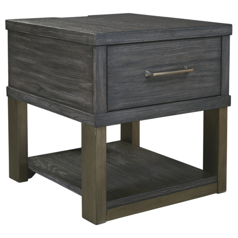 Gracie Oaks Trestle End Table with Storage and BuiltIn Outlets